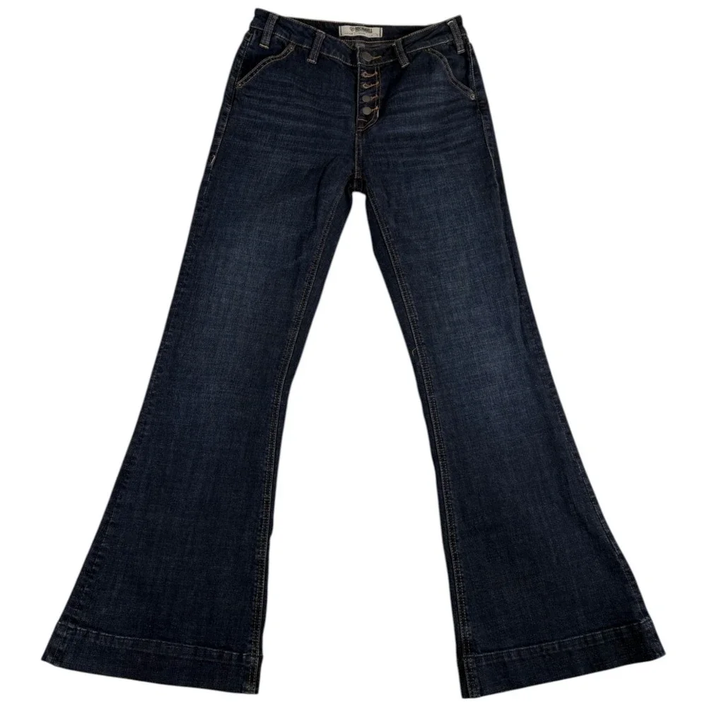 Rock & Roll Flare Jeans Womens 27x32 (29x30.5) Blue Denim High Rise‎ Button Fly